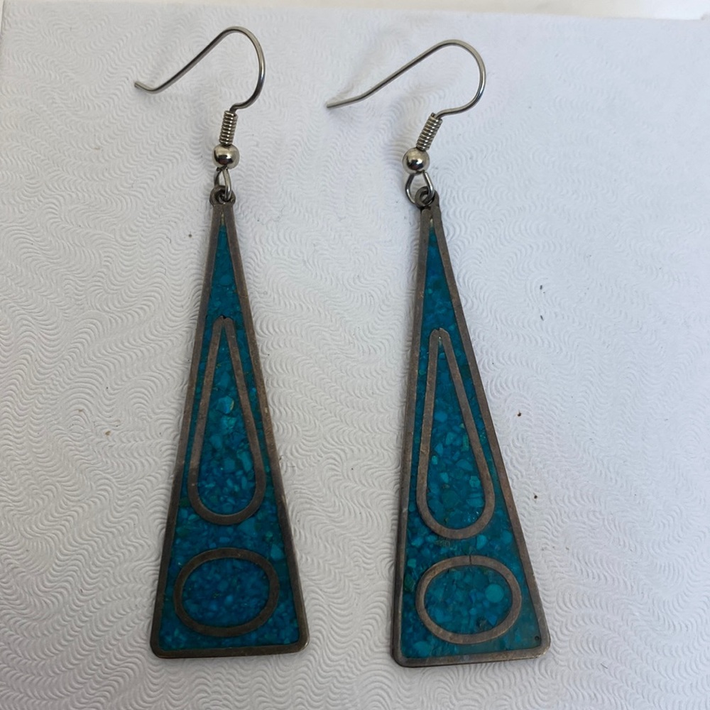 Plata de Jalisco 925 silver crushed turquoise earrings